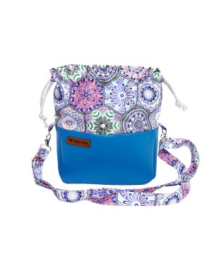 Szycie z pasją|Torebka Sakiewka Niebieska z Geometrycznym Wzorem – Handmade|Torebki Małe Kolorowe|SZYCIE Z PASJĄ