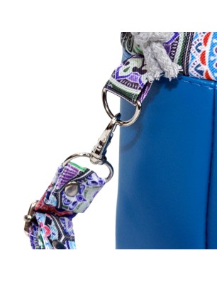 Szycie z pasją|Torebka Sakiewka Niebieska z Geometrycznym Wzorem – Handmade|Torebki Małe Kolorowe|SZYCIE Z PASJĄ