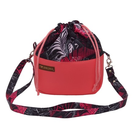 Torebka Sakiewka Różowa z Motywem Liści Bananowca – Handmade