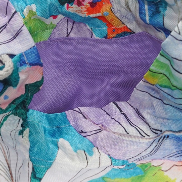 Torebka Sakiewka Biała z Motywem Kolorowych Liści – Handmade