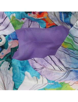 Szycie z pasją|Torebka Sakiewka Biała z Motywem Kolorowych Liści – Handmade|Torebki Małe Kolorowe|SZYCIE Z PASJĄ