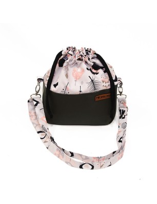 Torebka Sakiewka Ciemnozielona z Motywem Piórek – Handmade