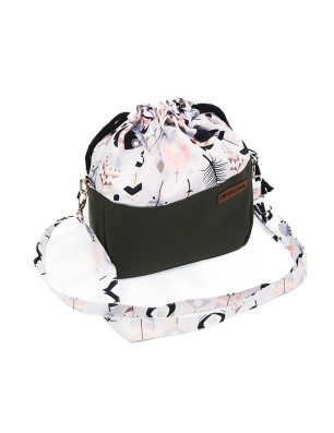 Szycie z pasją|Torebka Sakiewka Ciemnozielona z Motywem Piórek – Handmade|Torebki Małe Kolorowe|SZYCIE Z PASJĄ