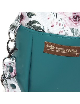 Torebka Sakiewka Turkusowa – Motyw Róż Handmade