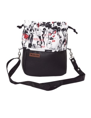 Czarna torebka sakiewka handmade z motywem fashion