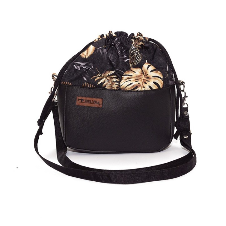 Torebka Sakiewka Czarna z Motywem Złoty Monster – Handmade