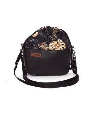 Torebka Sakiewka Czarna z Motywem Złoty Monster – Handmade