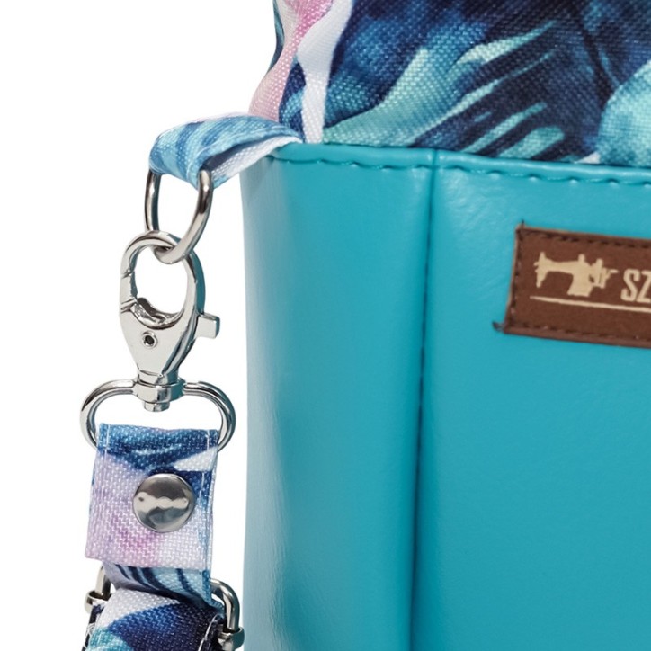 Torebka Sakiewka Turkusowa z Motywem Tropikalnych Liści – Handmade