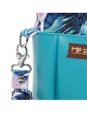 Torebka Sakiewka Turkusowa z Motywem Tropikalnych Liści – Handmade