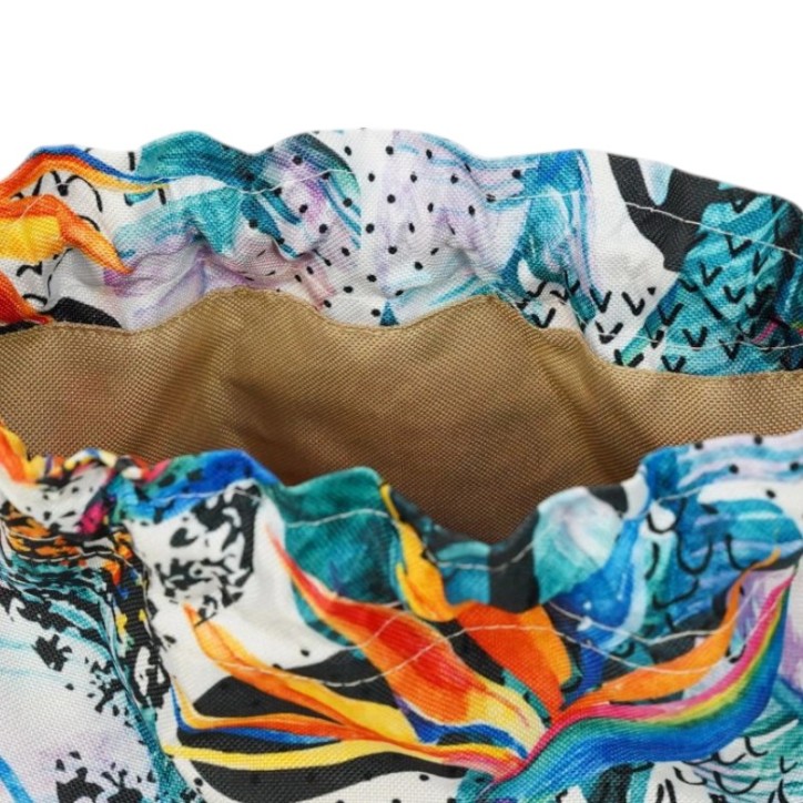 Torebka Sakiewka Sztruksowa Granatowa z Motywem Kolorowa Dżungla – Handmade Torebka Sakiewka Sztruksowa Granatowa z Motywem Kolorowa Dżungla – Handmade