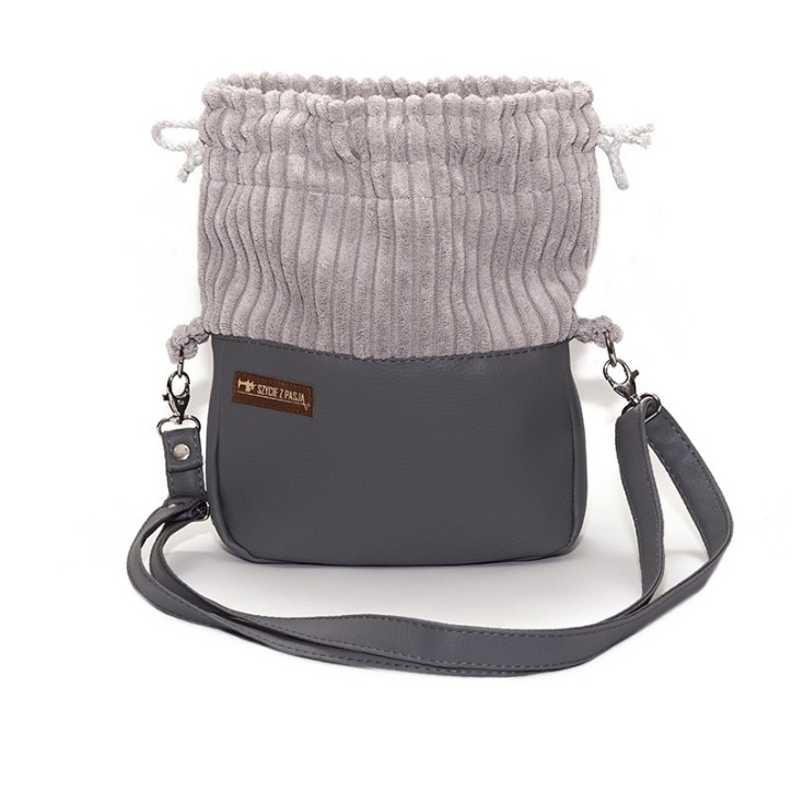 Torebka Sakiewka Sztruksowa Szara – Handmade Torebka Sakiewka Sztruksowa Szara – Handmade