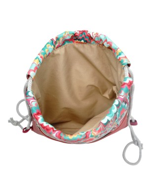 Szycie z pasją|Worko-Plecak Czerwony z Motywem Fal – Handmade z Ukrytą Kieszenią na Zamek|Worko-plecaki z ukrytą kieszonką|SZYCIE Z PASJĄ