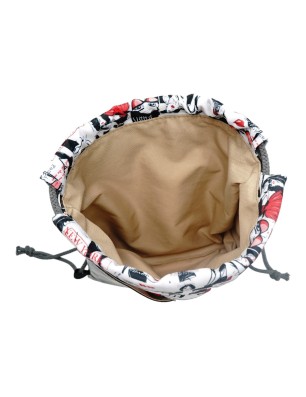 Szycie z pasją|Worko-Plecak Czarny z Motywem Fashion – Handmade z Ukrytą Kieszenią na Zamek|Worko-plecaki z ukrytą kieszonką|SZYCIE Z PASJĄ