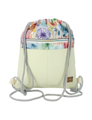 Worko-Plecak Jasnozielony z Motywem Dmuchawców – Handmade z Ukrytą Kieszenią na Zamek