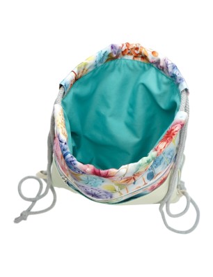 Szycie z pasją|Worko-Plecak Jasnozielony z Motywem Dmuchawców – Handmade z Ukrytą Kieszenią na Zamek|Worko-plecaki z ukrytą kieszonką|SZYCIE Z PASJĄ