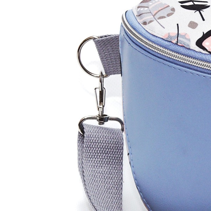 Torebka-Nerka Błękitna z Motywem Piórek – 3w1 Handmade