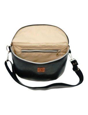 Szycie z pasją|Torebka-Nerka Czarna Połysk z Motywem Pawich Piór – 3w1 Handmade|Torebki Nerki – Wzory Zwierzęce|SZYCIE Z PASJĄ