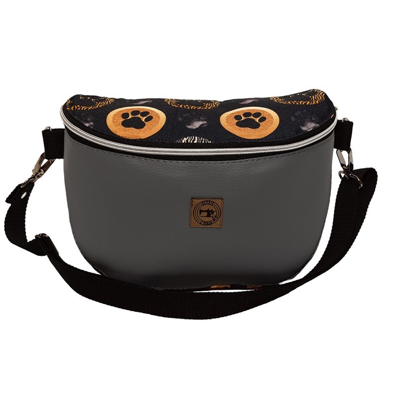 Torebka-Nerka Szara z Motywem Psich Łapek – 3w1 Handmade