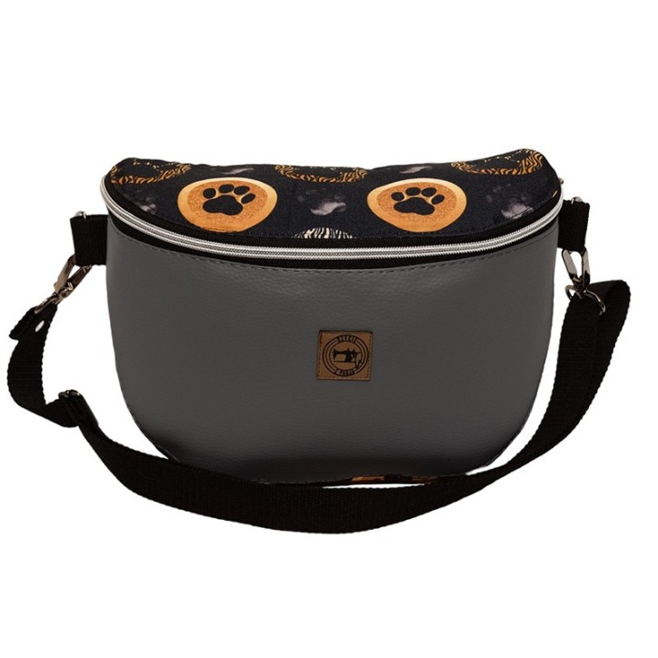 Torebka-Nerka Szara z Motywem Psich Łapek – 3w1 Handmade