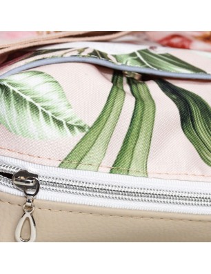 Szycie z pasją|Torebka Na Ramię z Motywem Kwiatów i Beżową Ekoskórą – Handmade|Torebki z Ekoskórą|SZYCIE Z PASJĄ