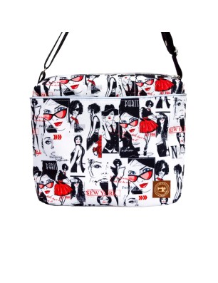 Torebka z Motywem Fashion i Czarną Ekoskórą – Handmade