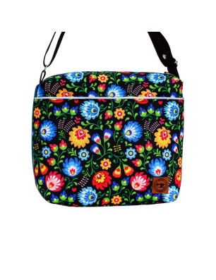 Torebka z Motywem Ludowych Kwiatów i Turkusową Ekoskórą