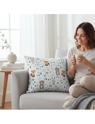 Szycie z pasją|Bawełniana Poszewka Na Poduszkę 40x40 – Miś, Lisek i Króliczek|Poszewki Bawełniane|SZYCIE Z PASJĄ