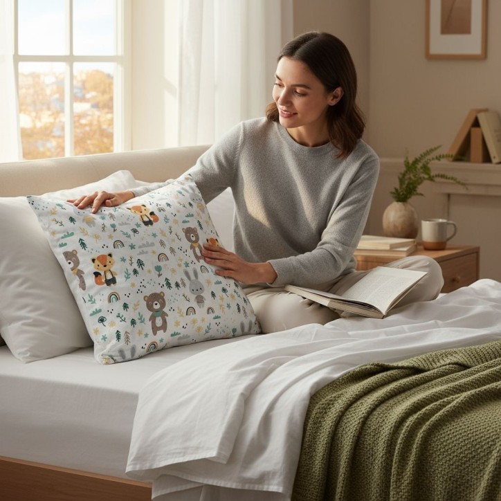 Bawełniana Poszewka Na Poduszkę 40x40 – Miś, Lisek i Króliczek