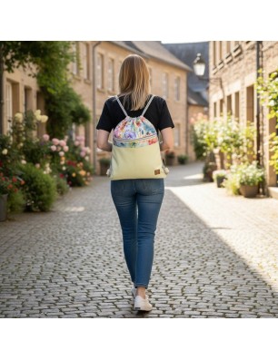 Worko-Plecak Jasnozielony z Motywem Dmuchawców – Handmade z Ukrytą Kieszenią na Zamek