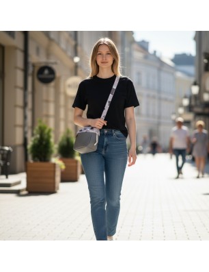 Szycie z pasją|Torebka Sakiewka Szara z Motywem Leśnych Zwierząt – Handmade|Torebki Małe Kolorowe|SZYCIE Z PASJĄ