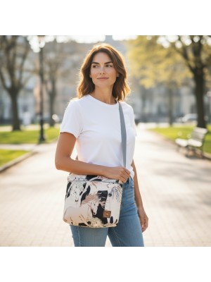 Mała Torebka Damska - Beżowe Konie