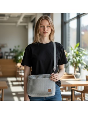 Ciemnoszara Torebka Sztruksowa