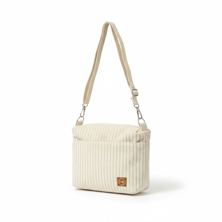 Kremowa Torebka ze Sztruksu - Na Spacer i do Pracy