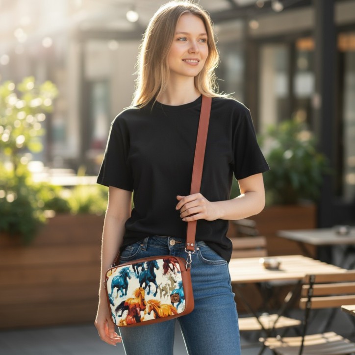 Torebka Konie Kolorowe - Stylowa Torebka Prostokątna