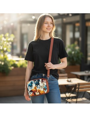 Szycie z pasją|Torebka Konie Kolorowe - Stylowa Torebka Prostokątna|Torebki Damskie Prostokątne|SZYCIE Z PASJĄ