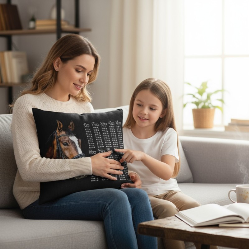 Poduszka z koniem – tabliczka mnożenia do nauki