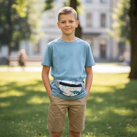 Nerka Dinozaury Blue - Saszetka na biodro dla dziecka