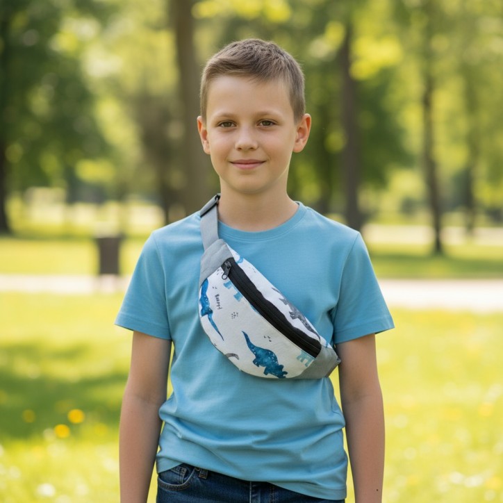 Nerka Dinozaury Blue - Saszetka na biodro dla dziecka