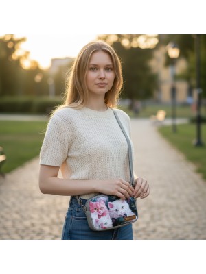 Mini torebka box prostokątny z ekoskóry z motywem kotów