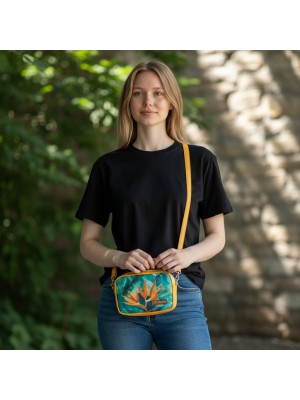 Mini torebka box prostokątny z ekoskóry z tropikalnym motywem