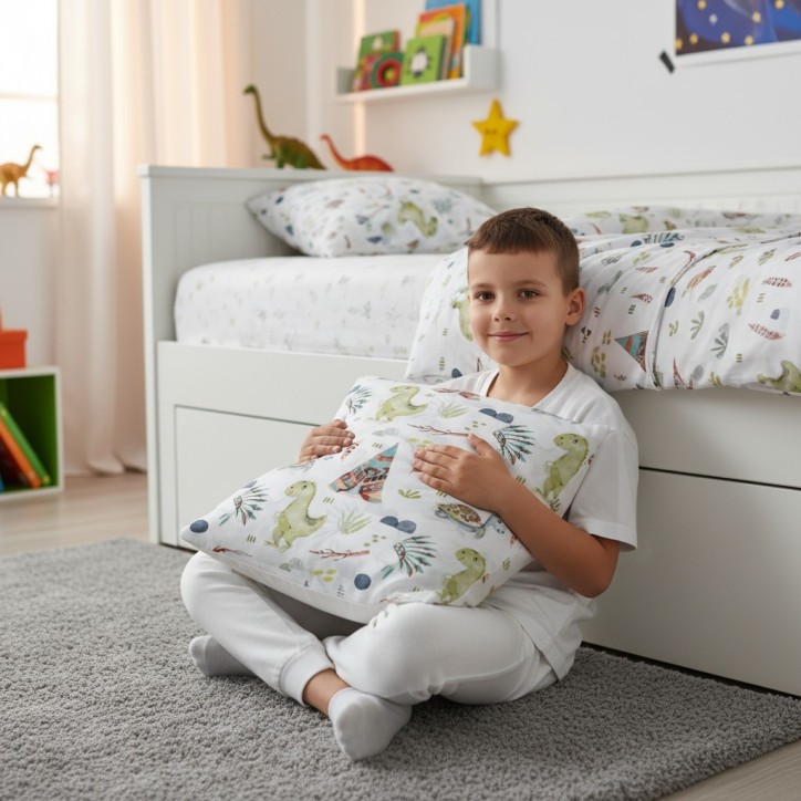 Bawełniana Poszewka Na Poduszkę – Wioska Dinozaurów