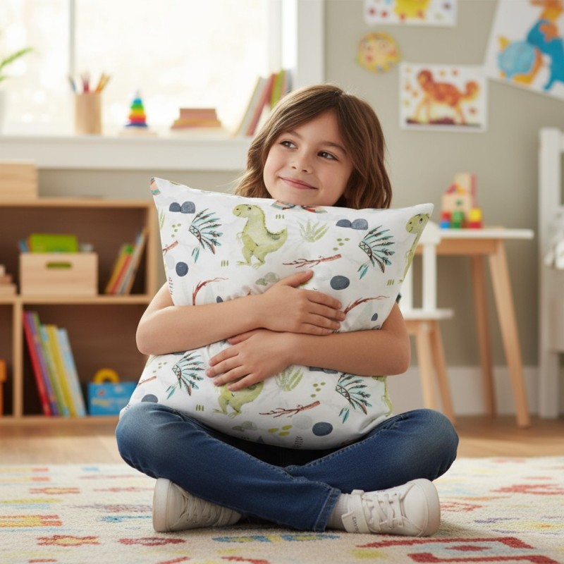 Bawełniana Poszewka Na Poduszkę – Wioska Dinozaurów