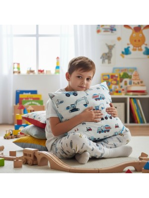 Bawełniana Poszewka Na Poduszkę – Maszyny Budowlane Niebieskie