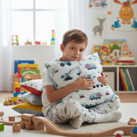 Bawełniana Poszewka Na Poduszkę – Maszyny Budowlane Niebieskie