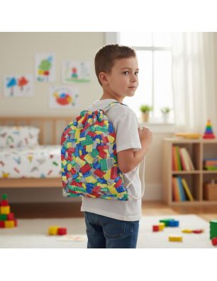 Plecak Worek Bawełniany dla dzieci 35x45 - Kolorowe Klocki do Zabawy