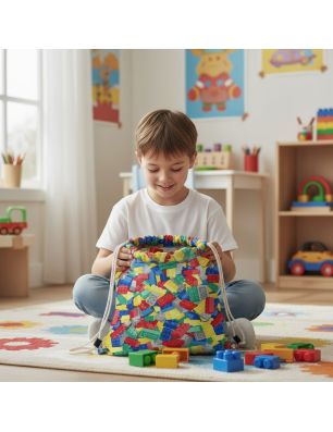 Szycie z pasją|Plecak Worek Bawełniany dla dzieci 35x45 - Kolorowe Klocki do Zabawy|Worki do przedszkola|SZYCIE Z PASJĄ