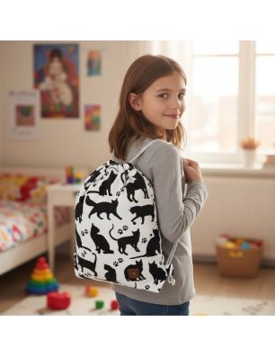 Plecak Worek Bawełniany dla dzieci Czarne Koty