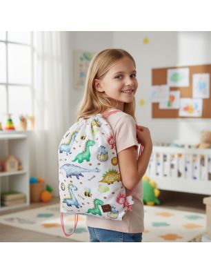 Plecak Worek Bawełniany dla dzieci Jasny Dinozaury