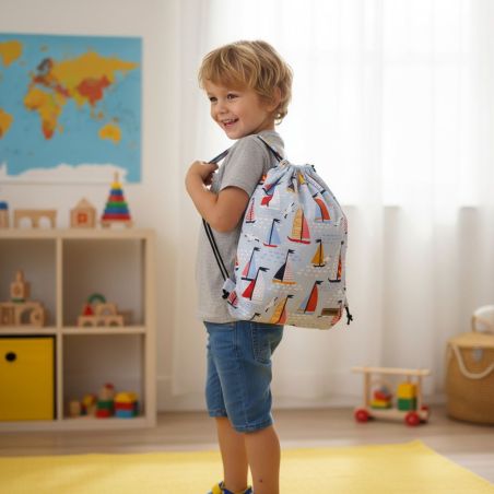 Plecak Worek Bawełniany dla dzieci Morze Żaglówki