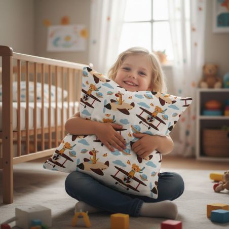 Bawełniana Poszewka Na Poduszkę – Zwierzaki w Przestworzach